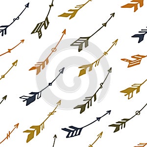 Abstract boho arrows vector seamless pattern. Ethnic apache design. Tribal indian motive. Cupid
