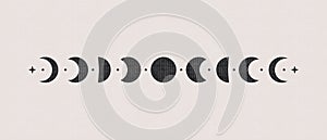 Abstract boho moon phases. Mystic contemporary shapes, magic poster decor. Vector illustration