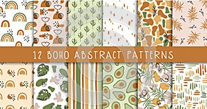 Abstract boho seamless pattern or digital paper bundle