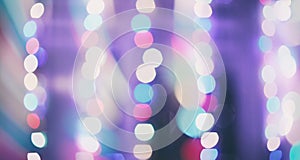 Abstract bokeh background. Christmas and New Year feast bokeh background with copyspace. Festive lights bokeh background.  Glitter