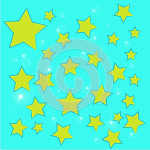 Abstract bokeh gold star on blue background