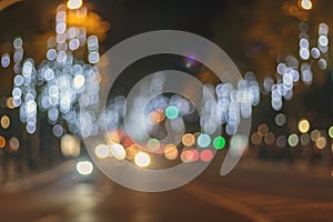 Abstract bokeh light background of city night