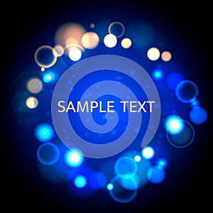 Abstract bokeh yellow and blue background.  Vector illustration for card