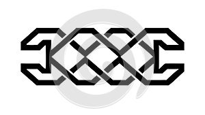 Abstract Bold Black Interlocking Knot Pattern, vector design Generative AI