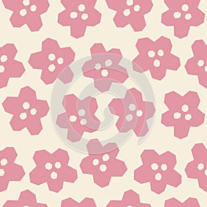 Abstract botanical seamless pattern. Simple flower shape