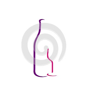 Abstract Bottle and glass- Beverage logo