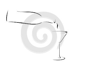 Abstract Bottle Pouring into a Martini Glass