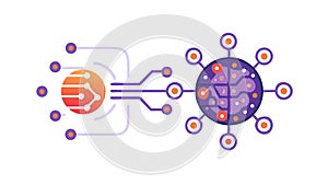 Abstract Brain Circuit Digital Thinking Concept, vector design Generative AI