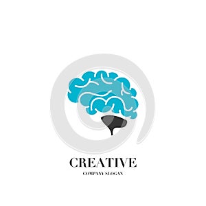 Abstract brain, creative mind logo vector design template