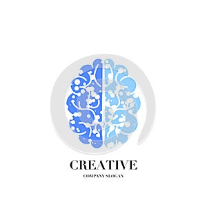 Abstract brain, creative mind logo vector design template