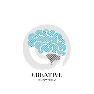 Abstract brain, creative mind logo vector design template