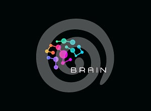 Abstract Brain Dotted logo teplate, logotype for science, medicine, education, technology, business. Vector symbol