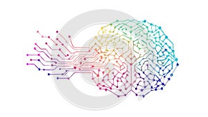 Abstract Brain with Glowing Network and Digital Light, vector design Generative AI