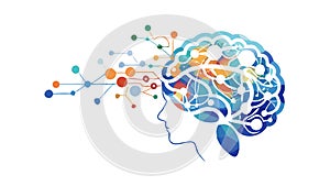 Abstract brain with neural network dots, representing intelligence & AI. vector design Generative AI