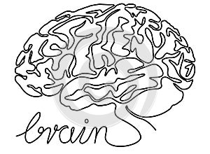 Abstract brain one line drawing