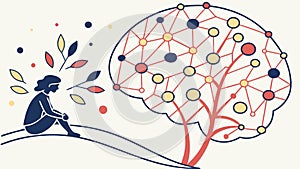 Abstract Brain with Tree of Knowledge, Representing Thought and Growth, vector design Generative AI