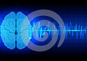 Abstract brain wave concept on blue background technology