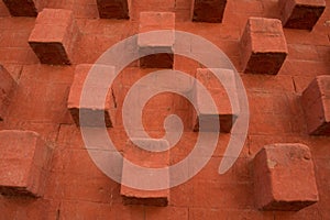 Abstract brick wall with cubical structure