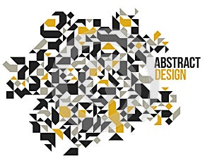 Abstract bright black and yellow mosaic vector background, artistic design element trendy modern style graphic, texture pattern