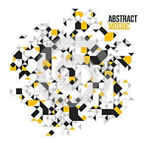 Abstract bright black and yellow mosaic vector background, artistic design element trendy modern style graphic, texture pattern