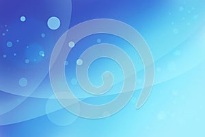 Abstract bright blue background with waves, floating bubbles or circles