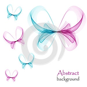 Abstract butterfly bright pink and blue on a white background