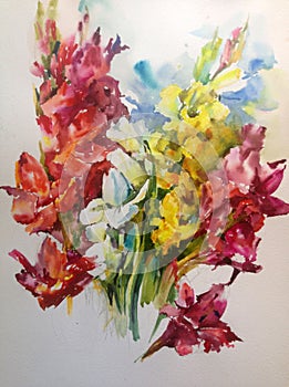 Abstracto claro vistoso decorativo . patrón a mano . hermoso oferta de gladiolos flores 