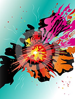 Abstract bright colorful explosive flare background