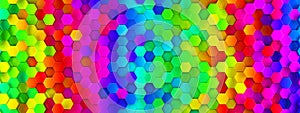 Abstract bright and colorful hexagon mosaic wallpaper or background