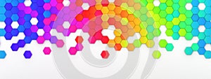 Abstract bright and colorful hexagon mosaic wallpaper or background