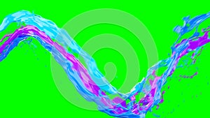 Abstract bright colorful liquid vortex flow with splashes on chroma key
