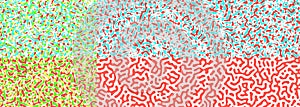 Abstract bright colorful noisy reaction diffusion psychedelic background. Anaglyph irregular pattern. Turing generative algorithm