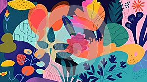 Abstract bright decorative floral background created with Generative AI