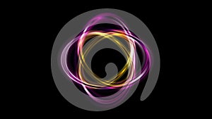 Abstract bright ellipse shape logo rotation on black