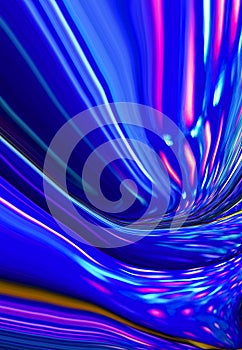 Abstract bright fluid blue background with waves and pink. Art trippy digital backdrop. Curved shapes illustration. Vibrant