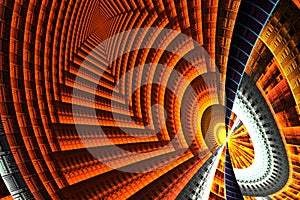 Abstract bright fractal yellow and orange on black photo