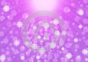 Abstract Bright Light Rays, Sparkles and Bokeh in Purple Background