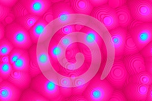 Abstract bright pink circles optical Illusion teaser wallpaper with neon blue illuminated peak