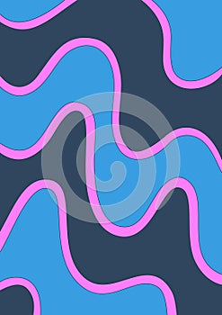 Abstract bright psychedelic background with wavy pattern. Pink and blue colors. Groovy surreal style. Poster, cover for