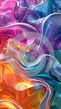 Abstract bright psychedelic and trippy fractal background with swirls and streams, vibrant color textures, phone