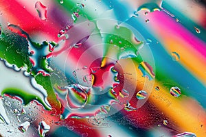Abstract bright rainbow multicolored background. Colorful macro water bubbles, stains and spots