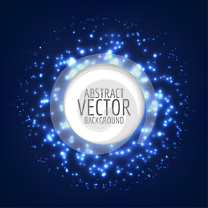 Abstract bright shining sphere. Vector light background. Circle shape with sparkles.