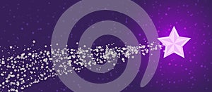 Abstract Bright Shooting Star in Dark Purple Night Sky Background Banner