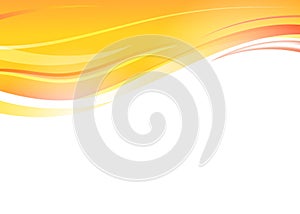 Abstract bright soft design background with orange wavy curved lines in dynamic smooth style. Vector.
