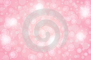 Abstract Bright Stars, Lights, Sparkles and Bubbles in Pink Background