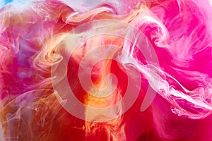 Abstract bright swirling smoke, valentines day background. Vibrant colorful fog, exciting perfume fragrance, hookah backdrop. Cont