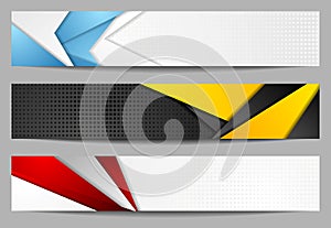 Abstract bright tech geometric banners set design