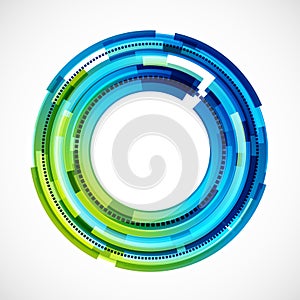 Abstract bright techno circles frame vector background.