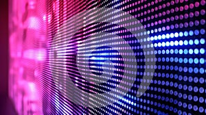 An abstract bright television videowall grid modern design template with a circle pattern on a led screen light