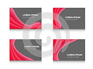 Abstract brochure flyer banner design, red wavy in black modern shining Vector illustration template set on white background